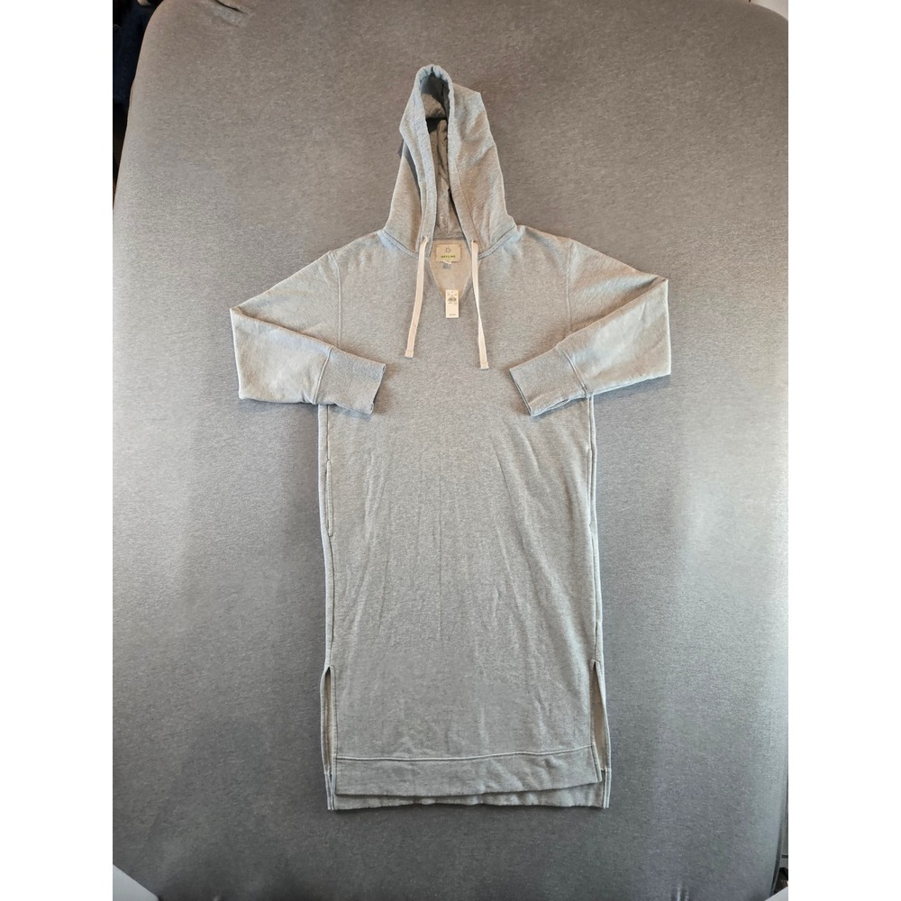 Aerie Offline Throw Back Fleece Dress Womens MGray Hooded Midi Slit Pocket NEW!